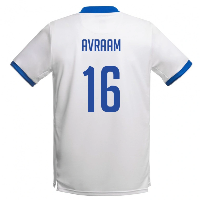 Danxen Barn Cypern Andreas Avraam #16 Vit Kunglig Blå Bortatröja Matchtröjor 26-28 Tröjor T-Tröja