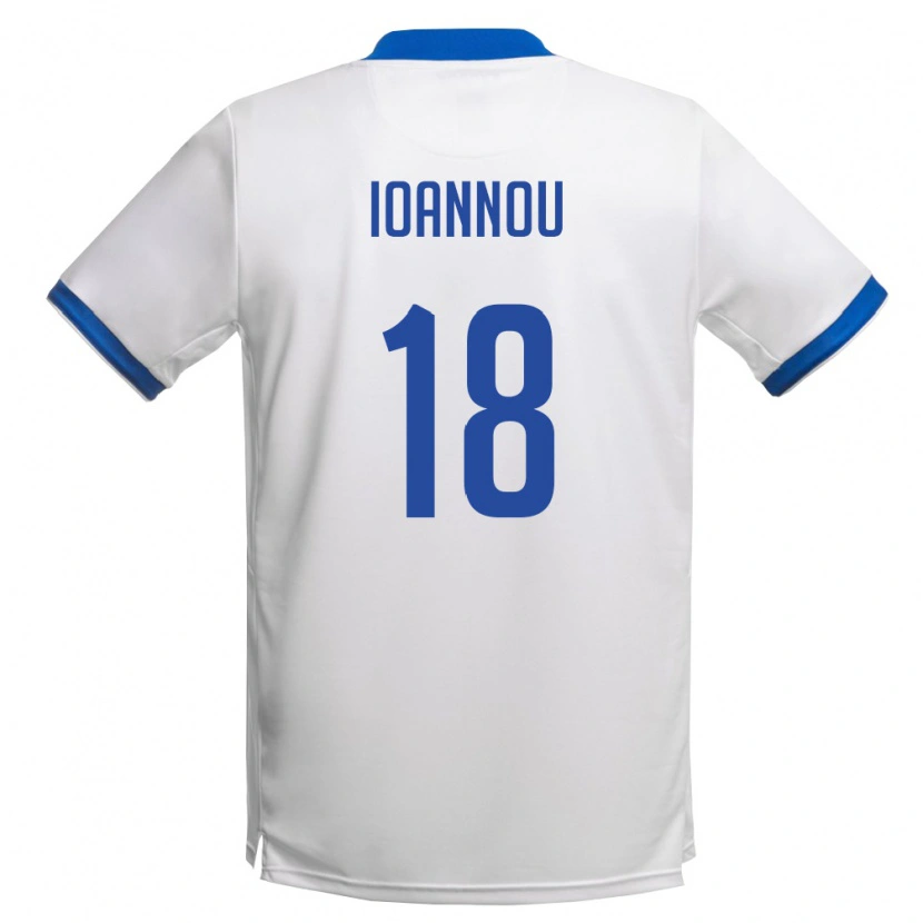 Danxen Barn Cypern Petros Ioannou #18 Vit Kunglig Blå Bortatröja Matchtröjor 26-28 Tröjor T-Tröja