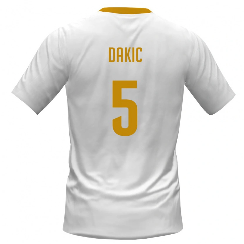 Danxen Barn Montenegro Damjan Dakic #5 Vit Röd Gul Bortatröja Matchtröjor 26-28 Tröjor T-Tröja
