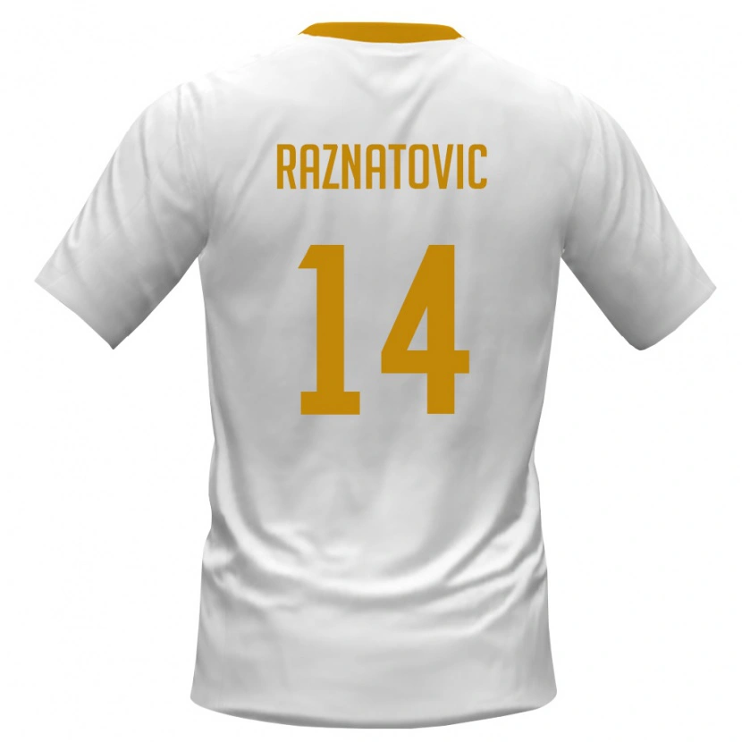 Danxen Barn Montenegro Petar Ražnatović #14 Vit Röd Gul Bortatröja Matchtröjor 26-28 Tröjor T-Tröja