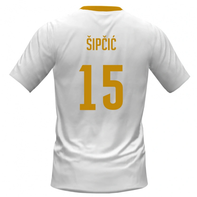 Danxen Barn Montenegro Nikola Sipcic #15 Vit Röd Gul Bortatröja Matchtröjor 26-28 Tröjor T-Tröja