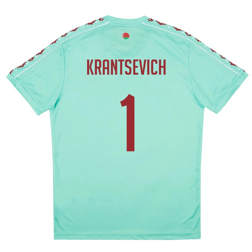 Danxen Barn Belarus Semen Krantsevich #1 Ljus Grön Burgund Bortatröja Matchtröjor 26-28 Tröjor T-Tröja