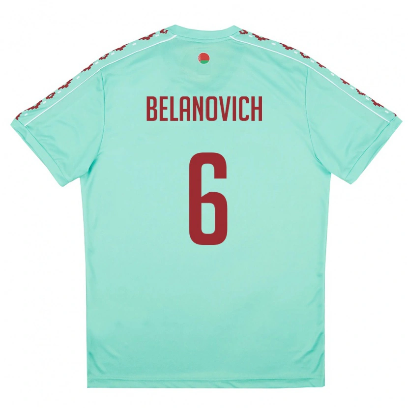 Danxen Barn Belarus Yaroslav Belanovich #6 Ljus Grön Burgund Bortatröja Matchtröjor 26-28 Tröjor T-Tröja