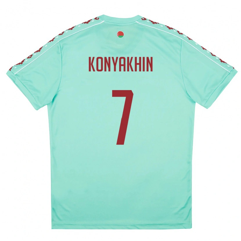 Danxen Barn Belarus Artem Konyakhin #7 Ljus Grön Burgund Bortatröja Matchtröjor 26-28 Tröjor T-Tröja