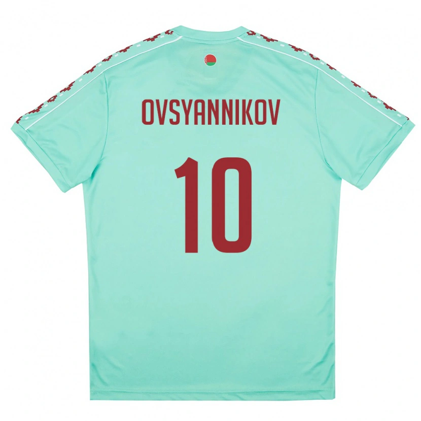 Danxen Barn Belarus Denis Ovsyannikov #10 Ljus Grön Burgund Bortatröja Matchtröjor 26-28 Tröjor T-Tröja