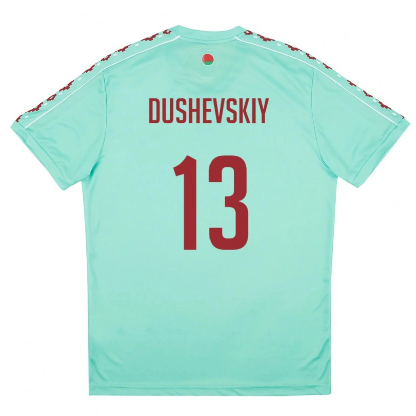Danxen Barn Belarus Daniil Dushevskiy #13 Ljus Grön Burgund Bortatröja Matchtröjor 26-28 Tröjor T-Tröja