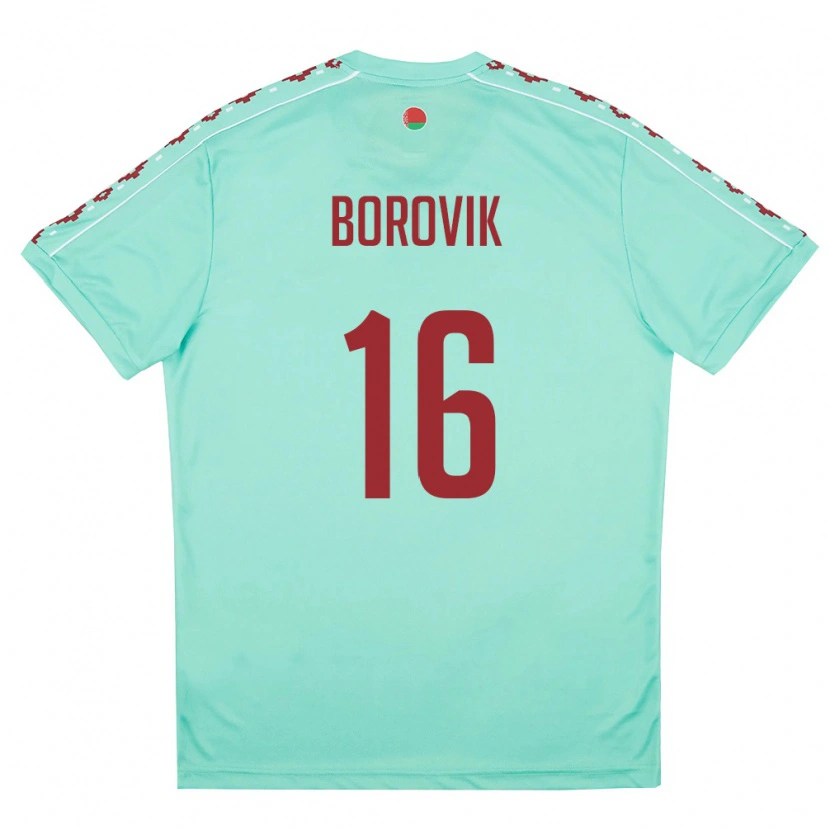 Danxen Barn Belarus Grigoriy Borovik #16 Ljus Grön Burgund Bortatröja Matchtröjor 26-28 Tröjor T-Tröja