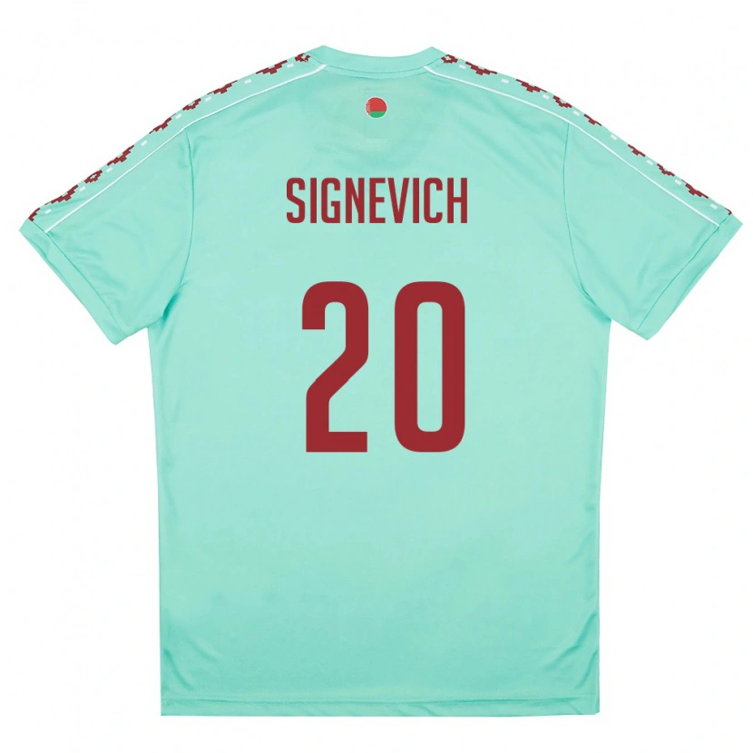 Danxen Barn Belarus Zakhar Signevich #20 Ljus Grön Burgund Bortatröja Matchtröjor 26-28 Tröjor T-Tröja