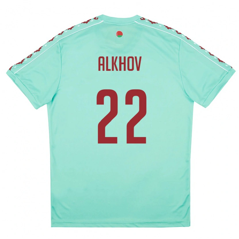 Danxen Barn Belarus Vladislav Alkhov #22 Ljus Grön Burgund Bortatröja Matchtröjor 26-28 Tröjor T-Tröja