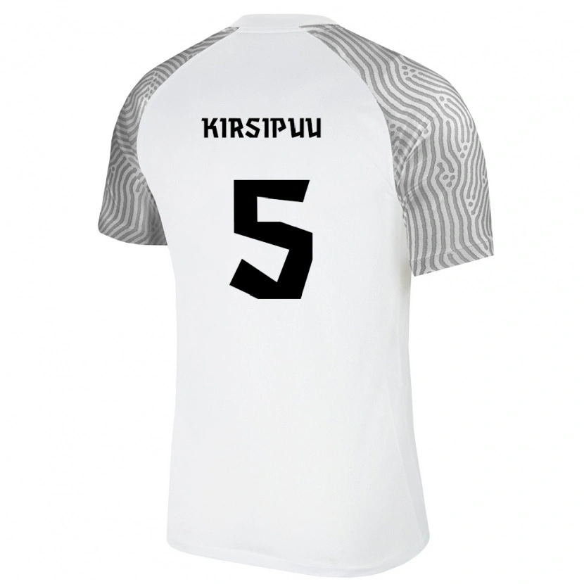 Danxen Barn Estland Samuel Kirsipuu #5 Vit Grå Bortatröja Matchtröjor 26-28 Tröjor T-Tröja