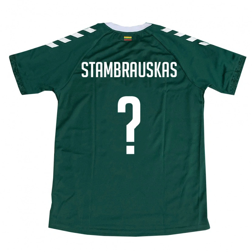 Danxen Barn Litauen Martynas Stambrauskas #0 Mörk Grön Vit Bortatröja Matchtröjor 26-28 Tröjor T-Tröja