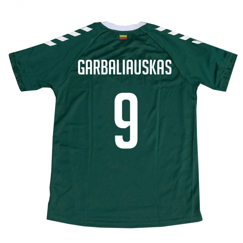 Danxen Barn Litauen Nedas Garbaliauskas #9 Mörk Grön Vit Bortatröja Matchtröjor 26-28 Tröjor T-Tröja