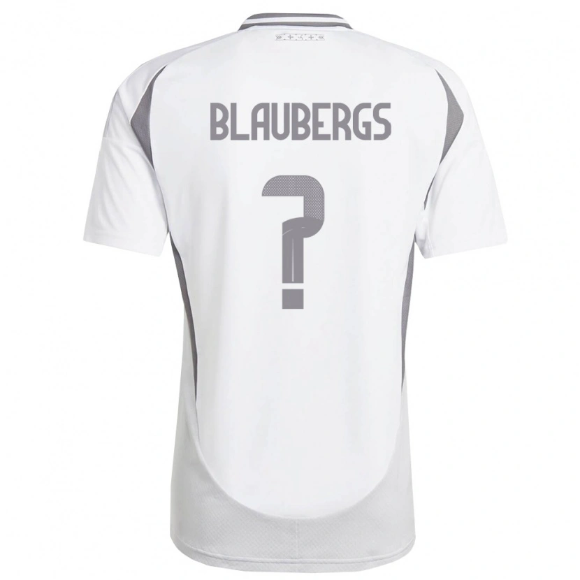 Danxen Barn Lettland Markuss Blaubergs #0 Vit Mörk Grå Bortatröja Matchtröjor 26-28 Tröjor T-Tröja