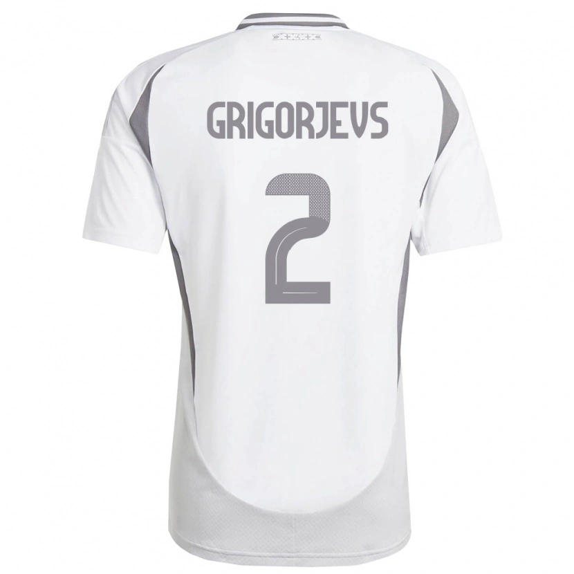 Danxen Barn Lettland Mihails Grigorjevs #2 Vit Mörk Grå Bortatröja Matchtröjor 26-28 Tröjor T-Tröja