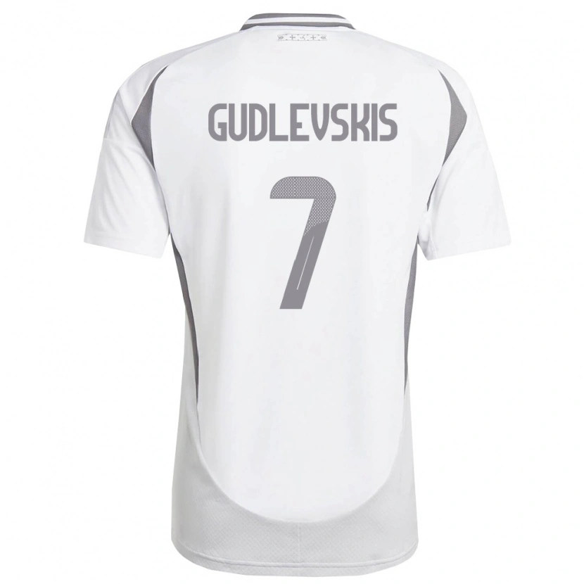 Danxen Barn Lettland Reinards Gudlevskis #7 Vit Mörk Grå Bortatröja Matchtröjor 26-28 Tröjor T-Tröja