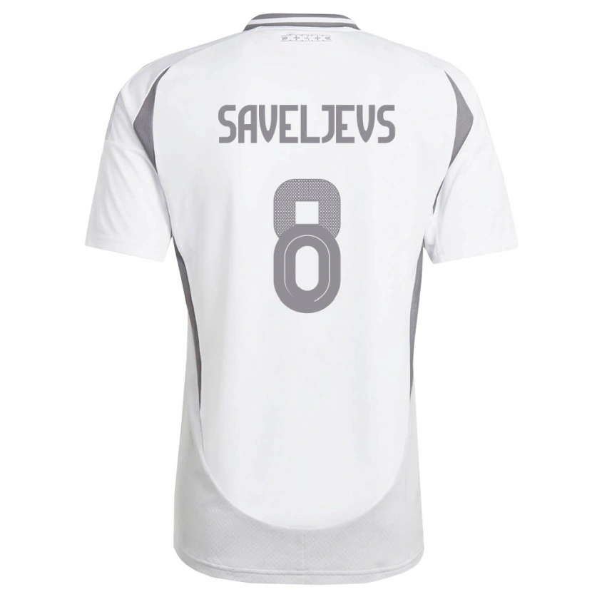 Danxen Barn Lettland Alims Saveljevs #8 Vit Mörk Grå Bortatröja Matchtröjor 26-28 Tröjor T-Tröja