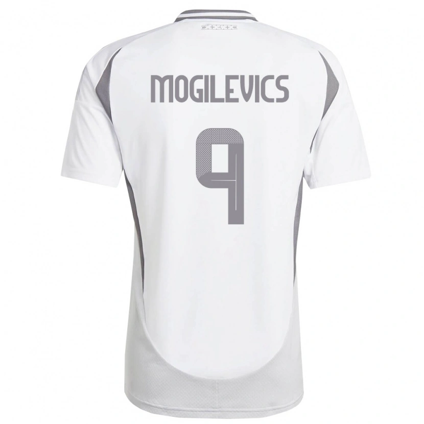 Danxen Barn Lettland Miroslavs Mogilevics #9 Vit Mörk Grå Bortatröja Matchtröjor 26-28 Tröjor T-Tröja
