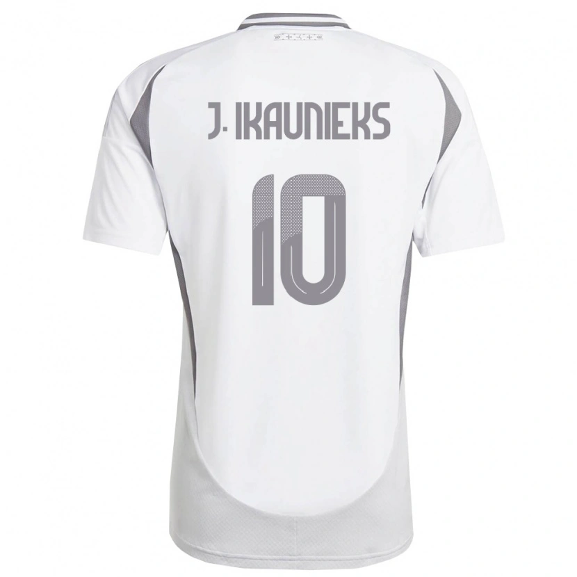 Danxen Barn Lettland Janis Ikaunieks #10 Vit Mörk Grå Bortatröja Matchtröjor 26-28 Tröjor T-Tröja