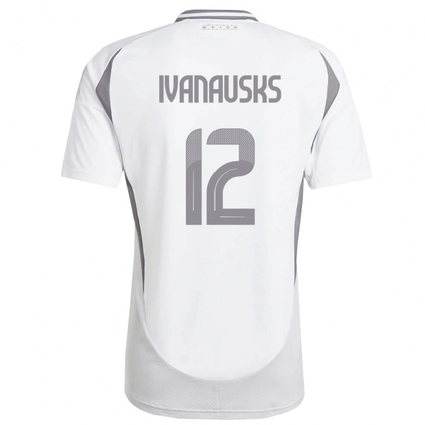 Danxen Barn Lettland Ivans Ivanausks #12 Vit Mörk Grå Bortatröja Matchtröjor 26-28 Tröjor T-Tröja