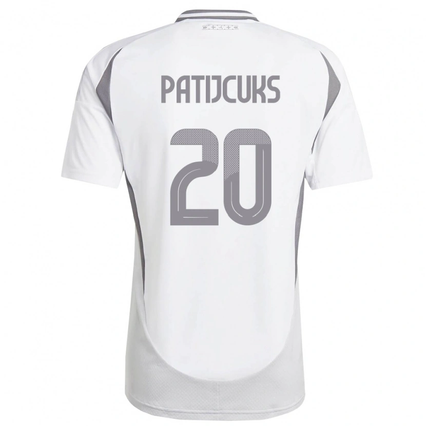 Danxen Barn Lettland Danila Patijcuks #20 Vit Mörk Grå Bortatröja Matchtröjor 26-28 Tröjor T-Tröja