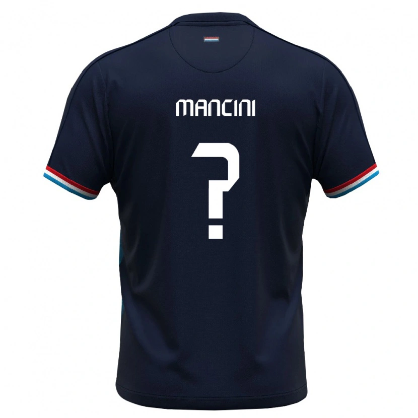 Danxen Barn Luxemburg Tiziano Mancini #0 Kunglig Blå Röd Bortatröja Matchtröjor 26-28 Tröjor T-Tröja