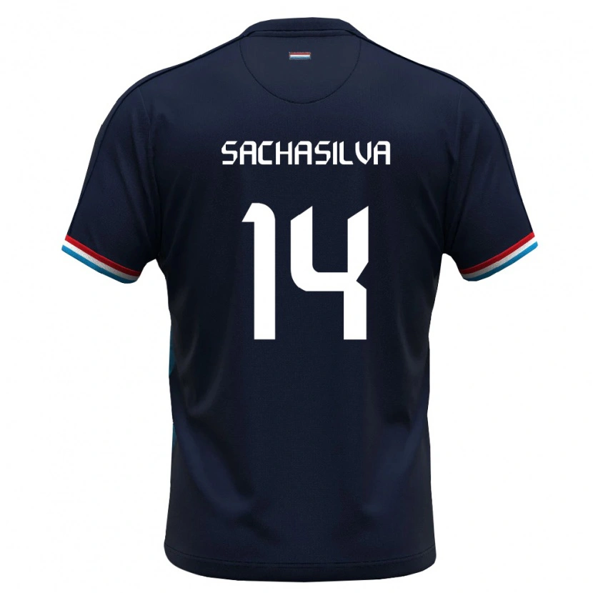 Danxen Barn Luxemburg Sacha Carvalho Da Silva #14 Kunglig Blå Röd Bortatröja Matchtröjor 26-28 Tröjor T-Tröja