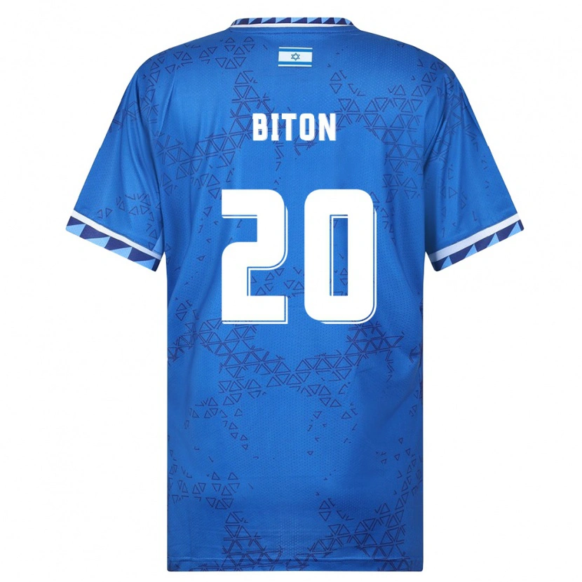 Danxen Barn Israel Dan Biton #20 Blå Vit Bortatröja Matchtröjor 26-28 Tröjor T-Tröja