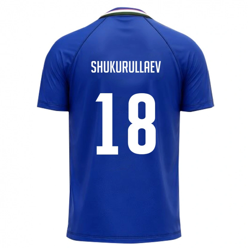 Danxen Män Uzbekistan Abubakir Shukurullaev #18 Kunglig Blå Vit Hemmatröja Matchtröjor 26-28 Tröjor T-Tröja
