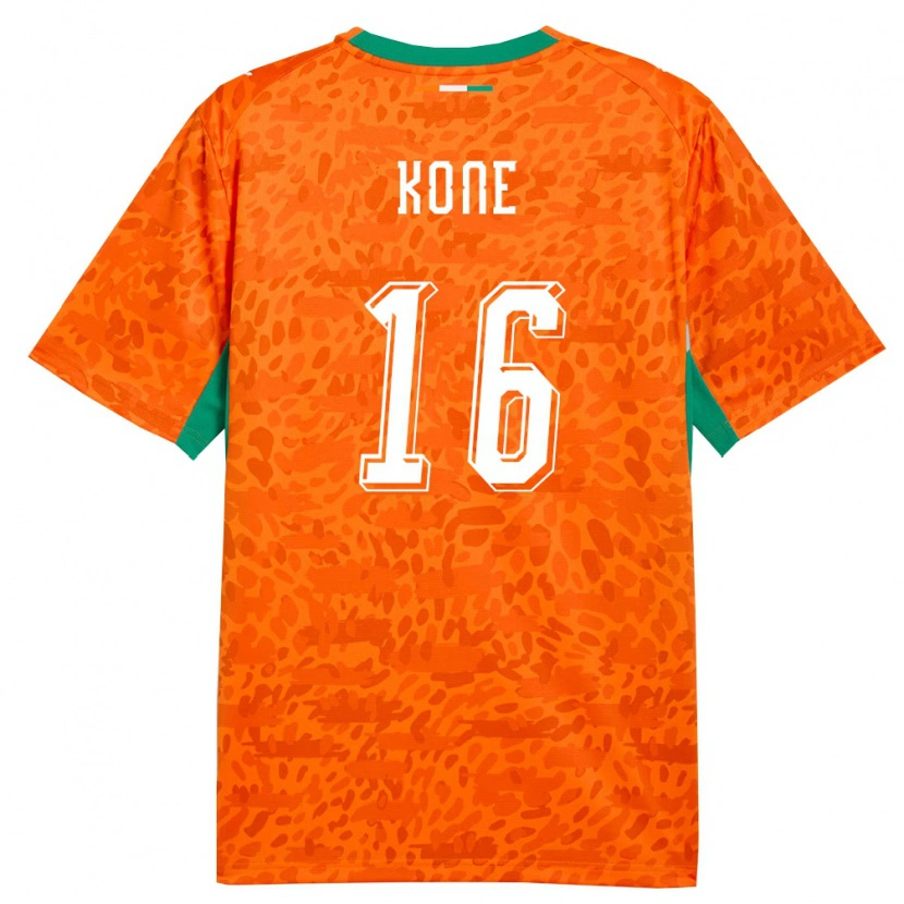 Danxen Män Elfenbenskusten Mohamed Koné #16 Orange Grön Vit Hemmatröja Matchtröjor 26-28 Tröjor T-Tröja