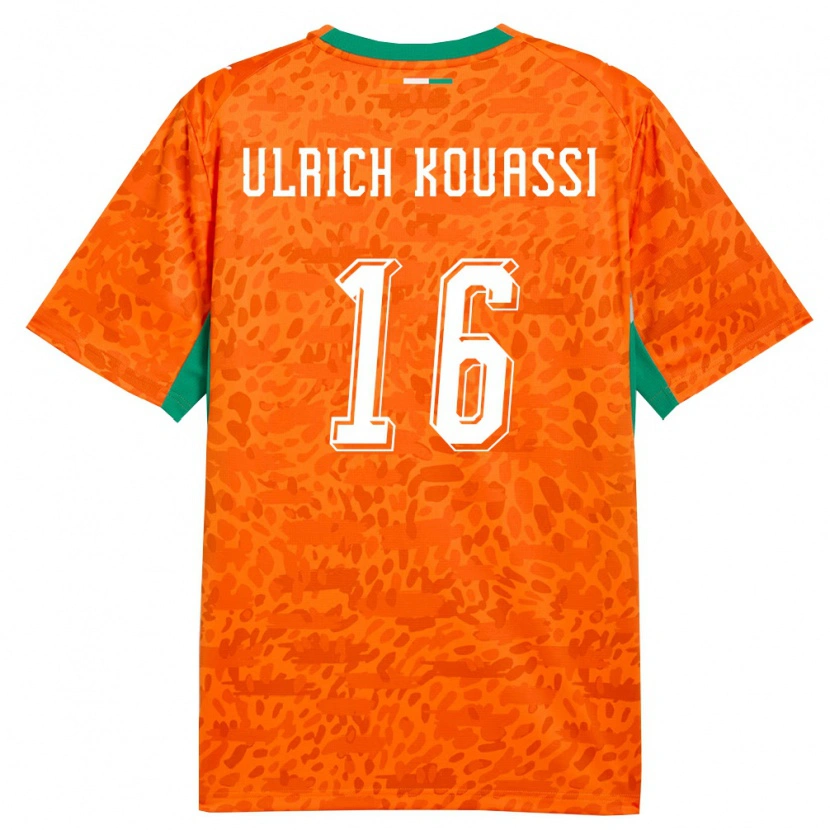 Danxen Män Elfenbenskusten Landry Ulrich Kouassi #16 Orange Grön Vit Hemmatröja Matchtröjor 26-28 Tröjor T-Tröja