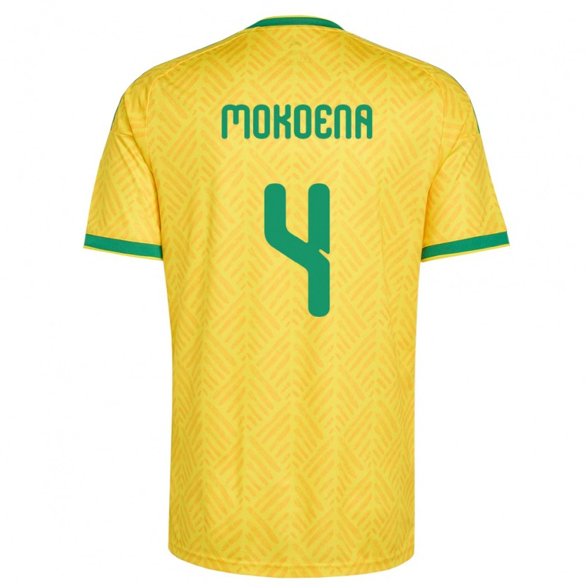Danxen Män Sydafrika Teboho Mokoena #4 Gul Grön Hemmatröja Matchtröjor 26-28 Tröjor T-Tröja
