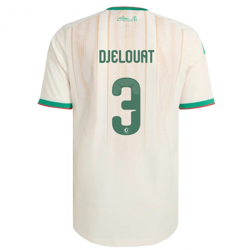 Danxen Män Algeriet Mohammed El Amine Djelouat #3 Off-White Grön Röd Hemmatröja Matchtröjor 26-28 Tröjor T-Tröja