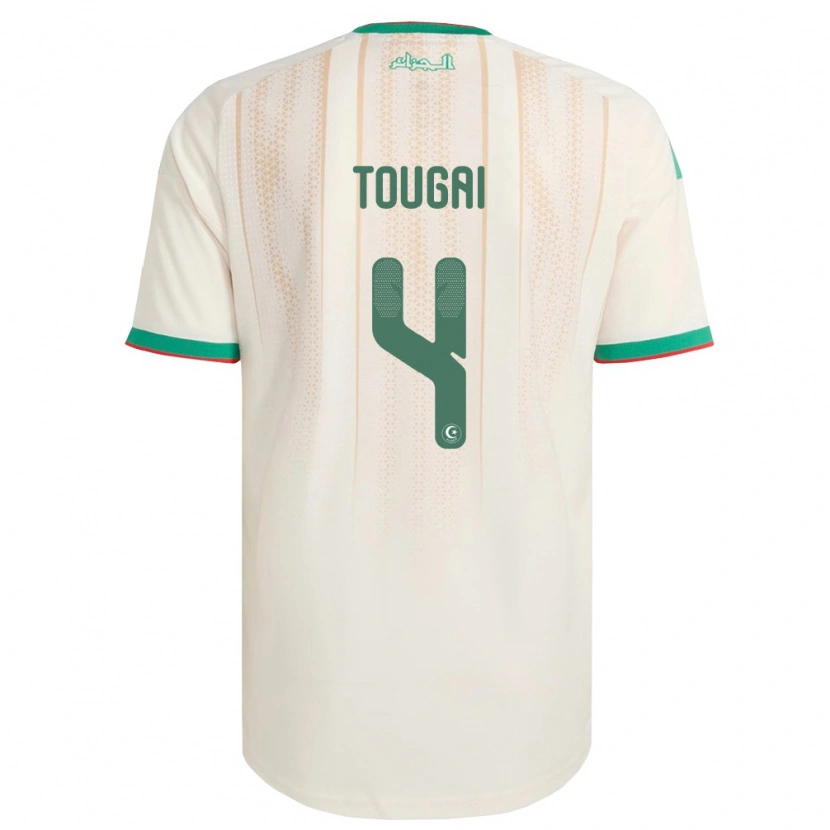 Danxen Män Algeriet Mohamed Amine Tougai #4 Off-White Grön Röd Hemmatröja Matchtröjor 26-28 Tröjor T-Tröja
