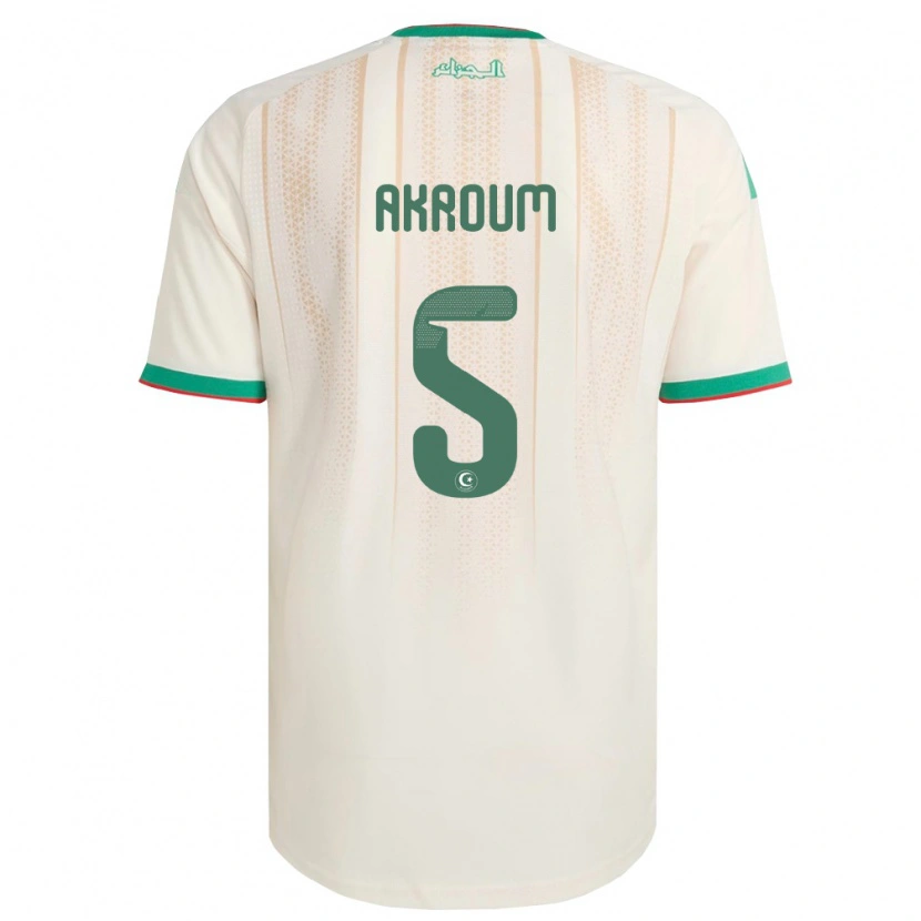 Danxen Män Algeriet Youcef Akroum #5 Off-White Grön Röd Hemmatröja Matchtröjor 26-28 Tröjor T-Tröja