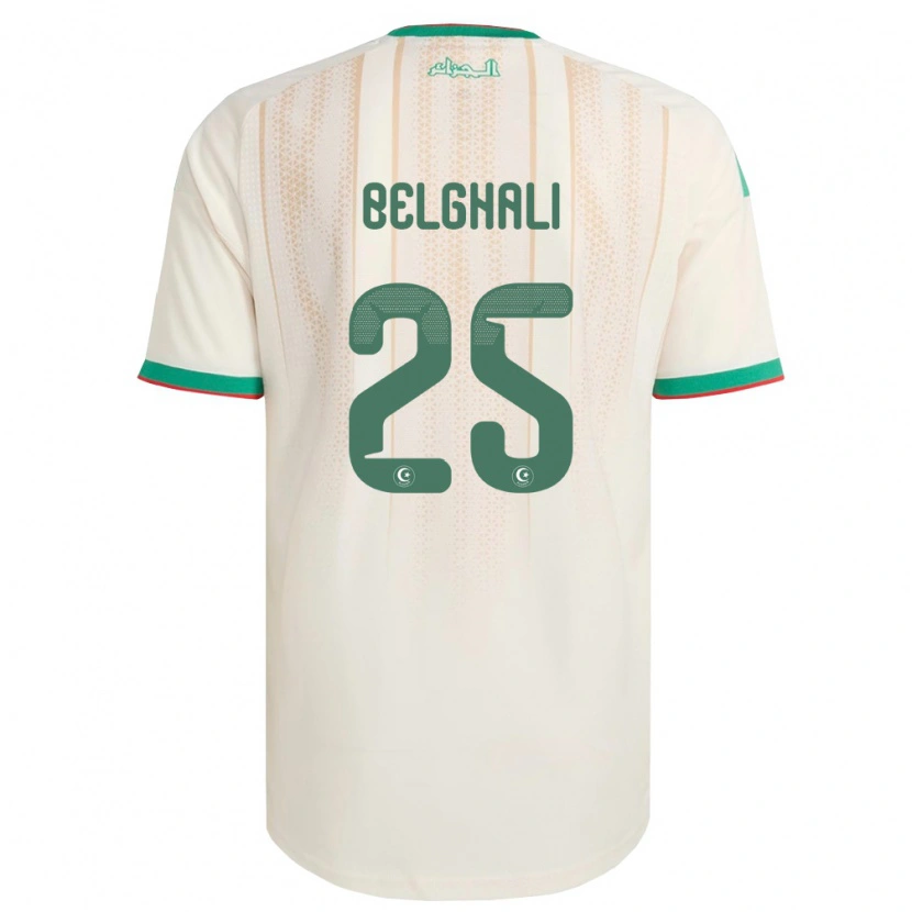 Danxen Män Algeriet Rafik Belghali #25 Off-White Grön Röd Hemmatröja Matchtröjor 26-28 Tröjor T-Tröja