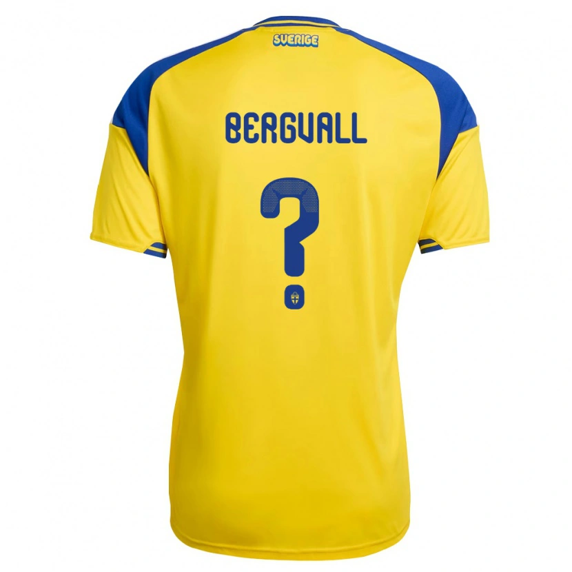 Danxen Män Sverige Theo Bergvall #0 Gul Blå Vit Hemmatröja Matchtröjor 26-28 Tröjor T-Tröja