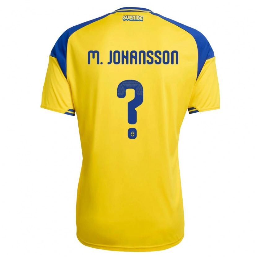 Danxen Män Sverige Mijo Johansson #0 Gul Blå Vit Hemmatröja Matchtröjor 26-28 Tröjor T-Tröja