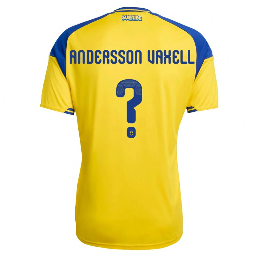 Danxen Män Sverige Milo Andersson Vaxell #0 Gul Blå Vit Hemmatröja Matchtröjor 26-28 Tröjor T-Tröja