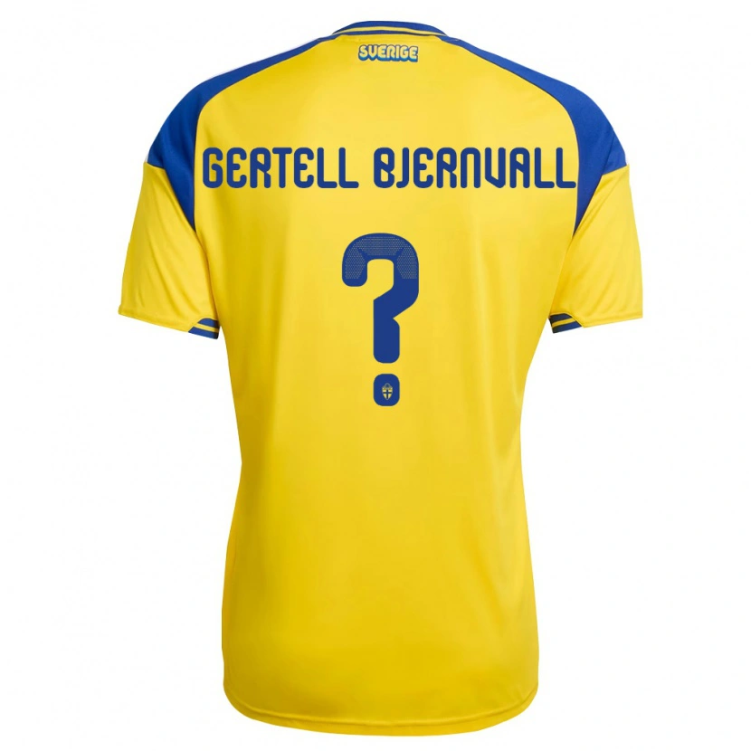 Danxen Män Sverige Felix Gertell Bjernvall #0 Gul Blå Vit Hemmatröja Matchtröjor 26-28 Tröjor T-Tröja