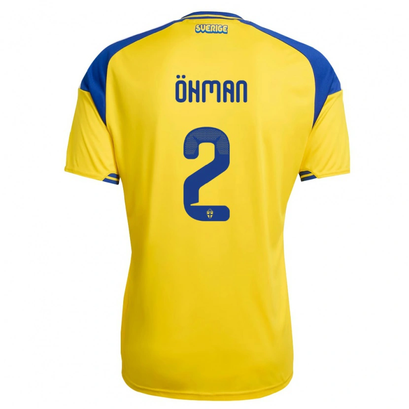 Danxen Män Sverige Filip Öhman #2 Gul Blå Vit Hemmatröja Matchtröjor 26-28 Tröjor T-Tröja