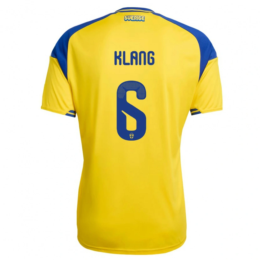 Danxen Män Sverige Oliver Klang #6 Gul Blå Vit Hemmatröja Matchtröjor 26-28 Tröjor T-Tröja