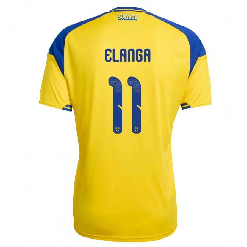 Danxen Män Sverige Anthony Elanga #11 Gul Blå Vit Hemmatröja Matchtröjor 26-28 Tröjor T-Tröja