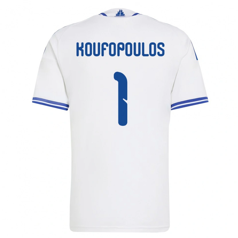 Danxen Män Grekland Vasilios Koufopoulos #1 Vit Blå Hemmatröja Matchtröjor 26-28 Tröjor T-Tröja
