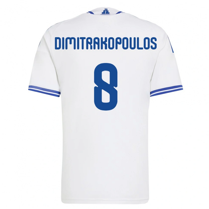 Danxen Män Grekland Athanasios Dimitrakopoulos #8 Vit Blå Hemmatröja Matchtröjor 26-28 Tröjor T-Tröja