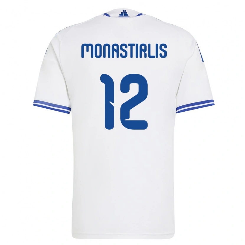 Danxen Män Grekland Dimitrios Monastirlis #12 Vit Blå Hemmatröja Matchtröjor 26-28 Tröjor T-Tröja