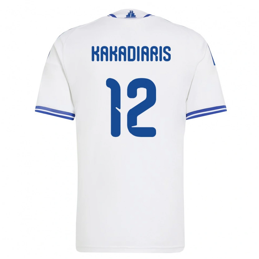 Danxen Män Grekland Theofilos Kakadiaris #12 Vit Blå Hemmatröja Matchtröjor 26-28 Tröjor T-Tröja