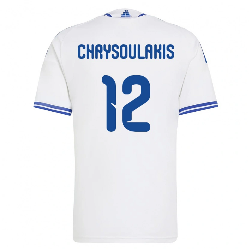 Danxen Män Grekland Giannis Chrysoulakis #12 Vit Blå Hemmatröja Matchtröjor 26-28 Tröjor T-Tröja