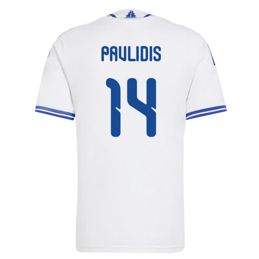 Danxen Män Grekland Vangelis Pavlidis #14 Vit Blå Hemmatröja Matchtröjor 26-28 Tröjor T-Tröja