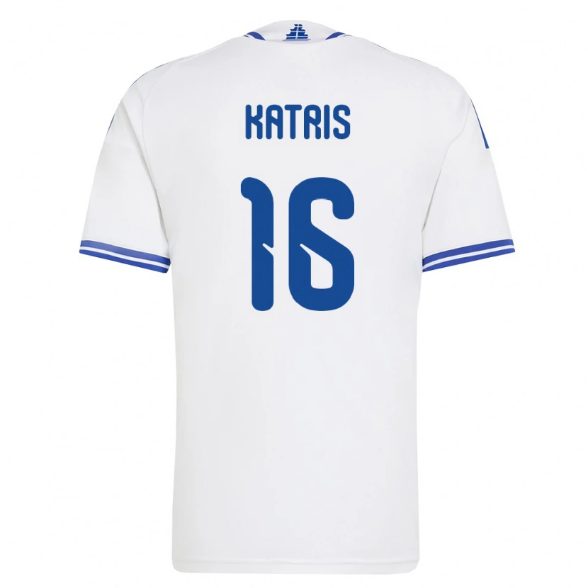Danxen Män Grekland Georgios Katris #16 Vit Blå Hemmatröja Matchtröjor 26-28 Tröjor T-Tröja