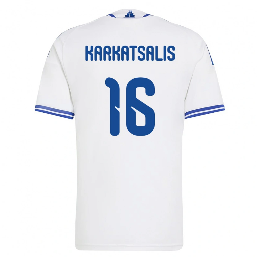Danxen Män Grekland Vasilios Karkatsalis #16 Vit Blå Hemmatröja Matchtröjor 26-28 Tröjor T-Tröja